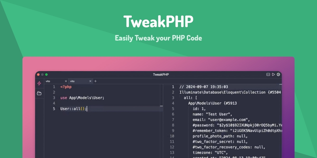 TweakPHP Easily Tweak Your PHP Code Made With Vue js Tweakphp easily tweak your php code made with vue js
